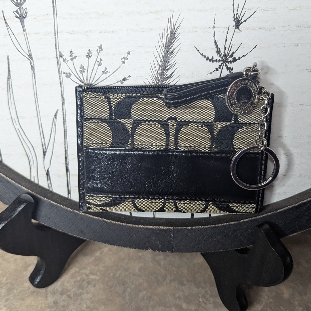 Coach Black and Tan Card Holder
